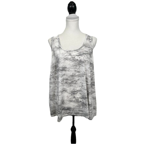 Xersion Racerback Tank Top Women's Plus Size 2X Workout Gray & White Tie Dye - Picture 1 of 10